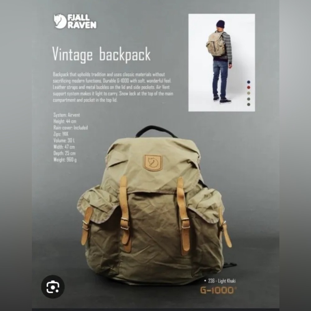 Fjällräven Vintage 30L Backpack G-1000